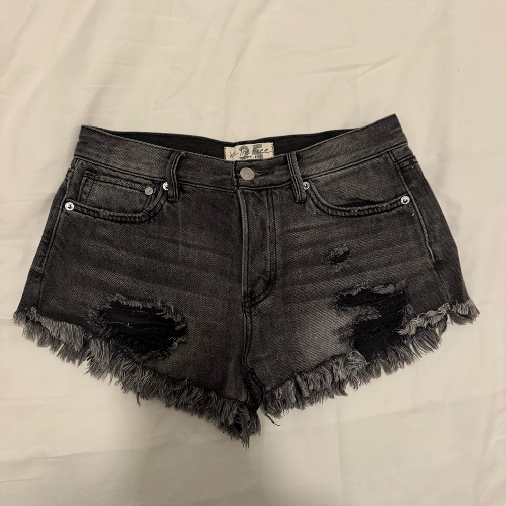 Free People Black Denim Shorts